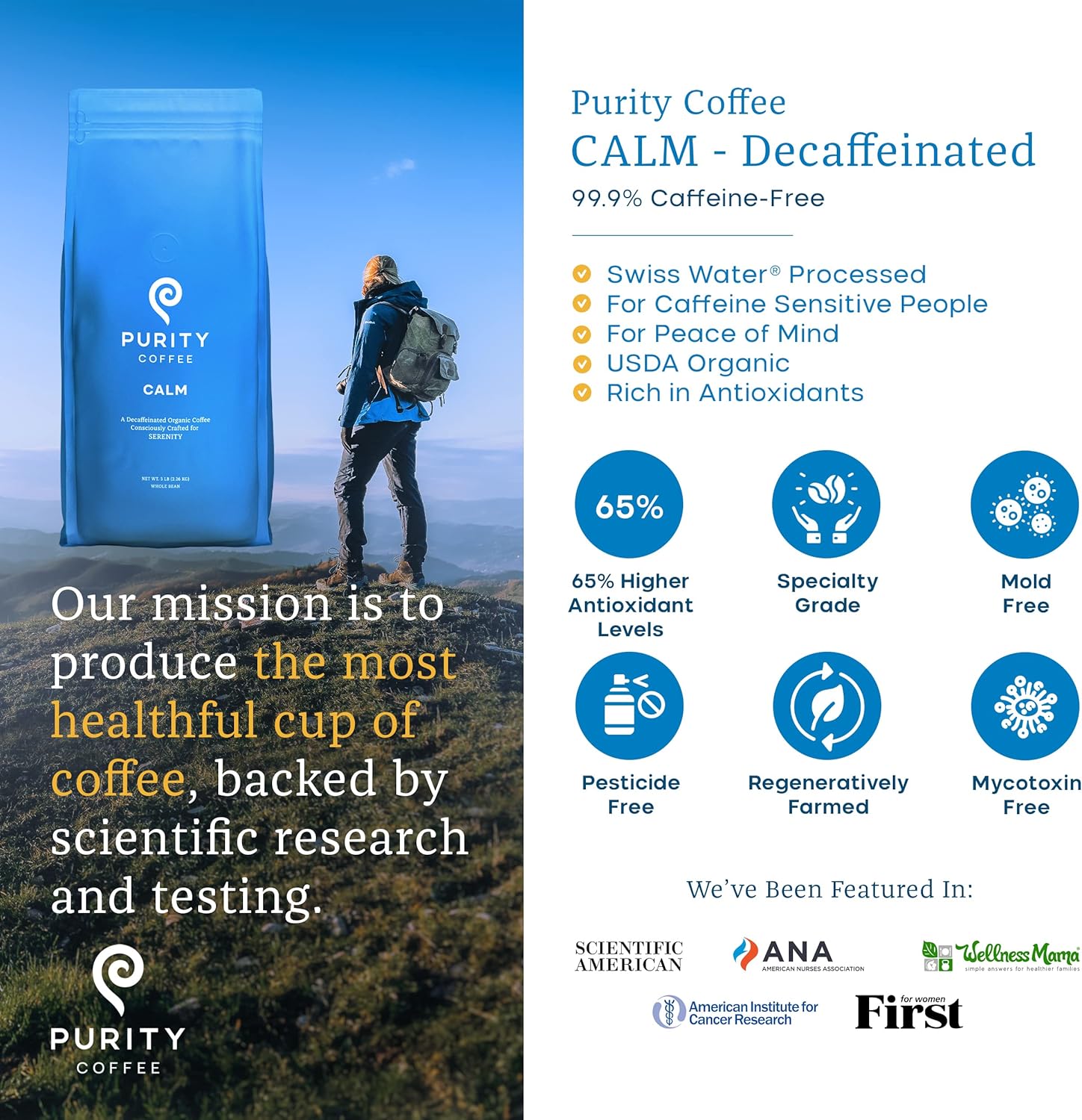 CALM Decaf Medium Roast Whole Bean Coffee – 2268g