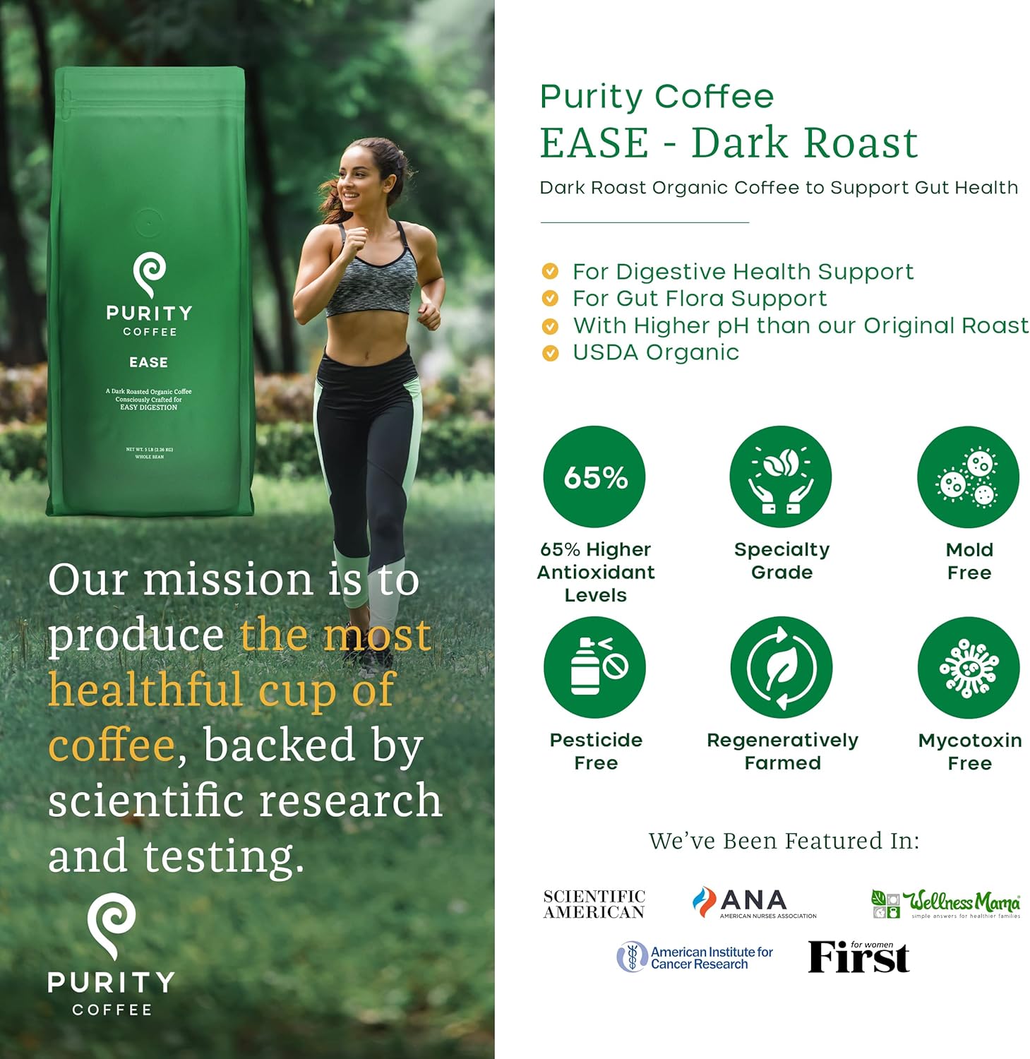 EASE Low Acid Dark Roast Whole Bean – 2268g Bag